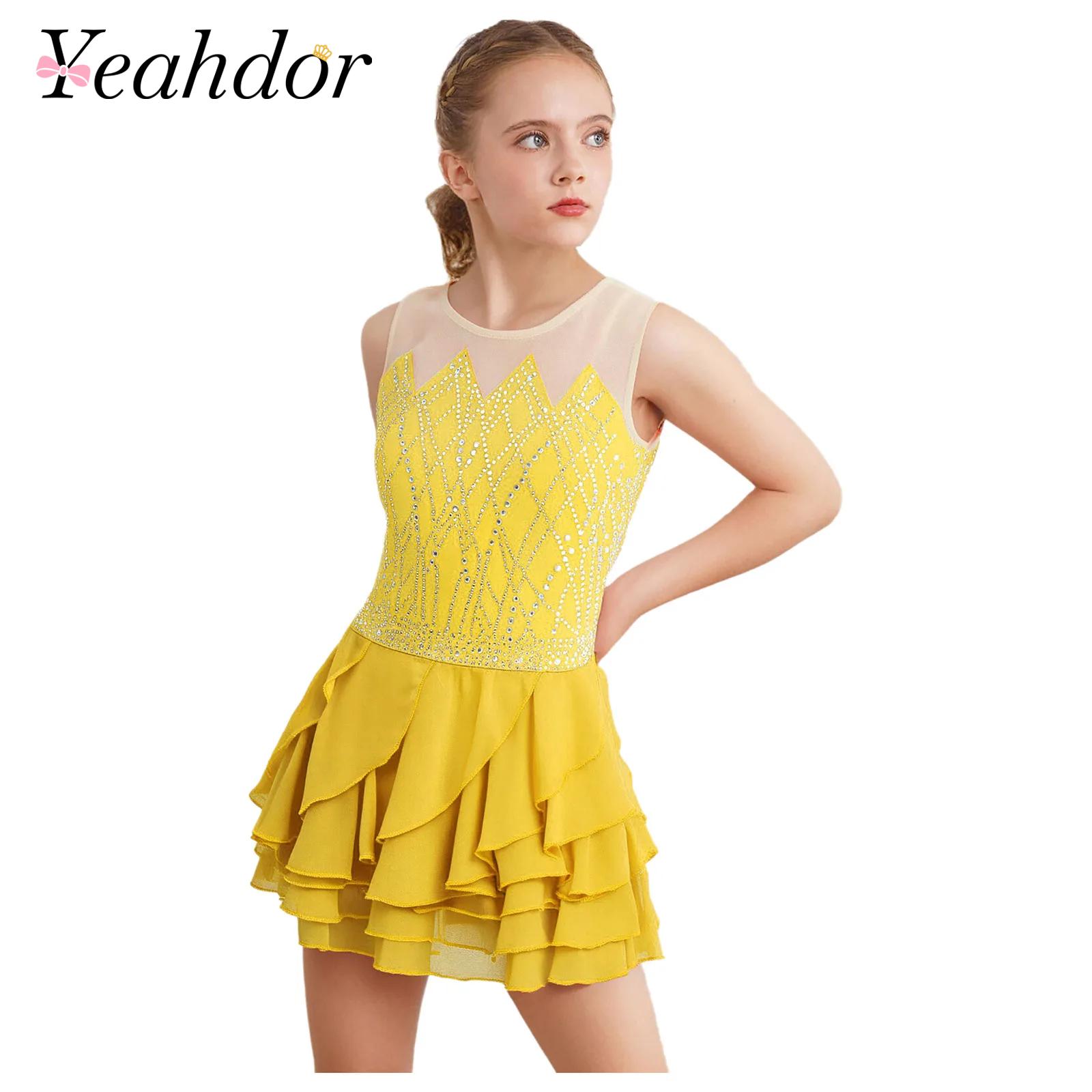 Baby Clothing Size - Gadis Mesh Figure Skating Gaun Tari