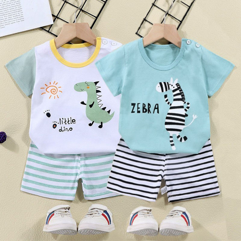 Kaus Katun + Celana Pendek Set - Baby Clothing Dividers ulasan dan harga