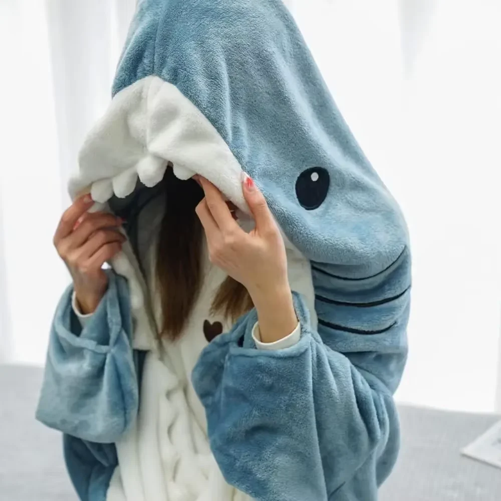 Selimut Hoodie Shark yang Dapa - Fleece Sleep Bag ulasan dan harga